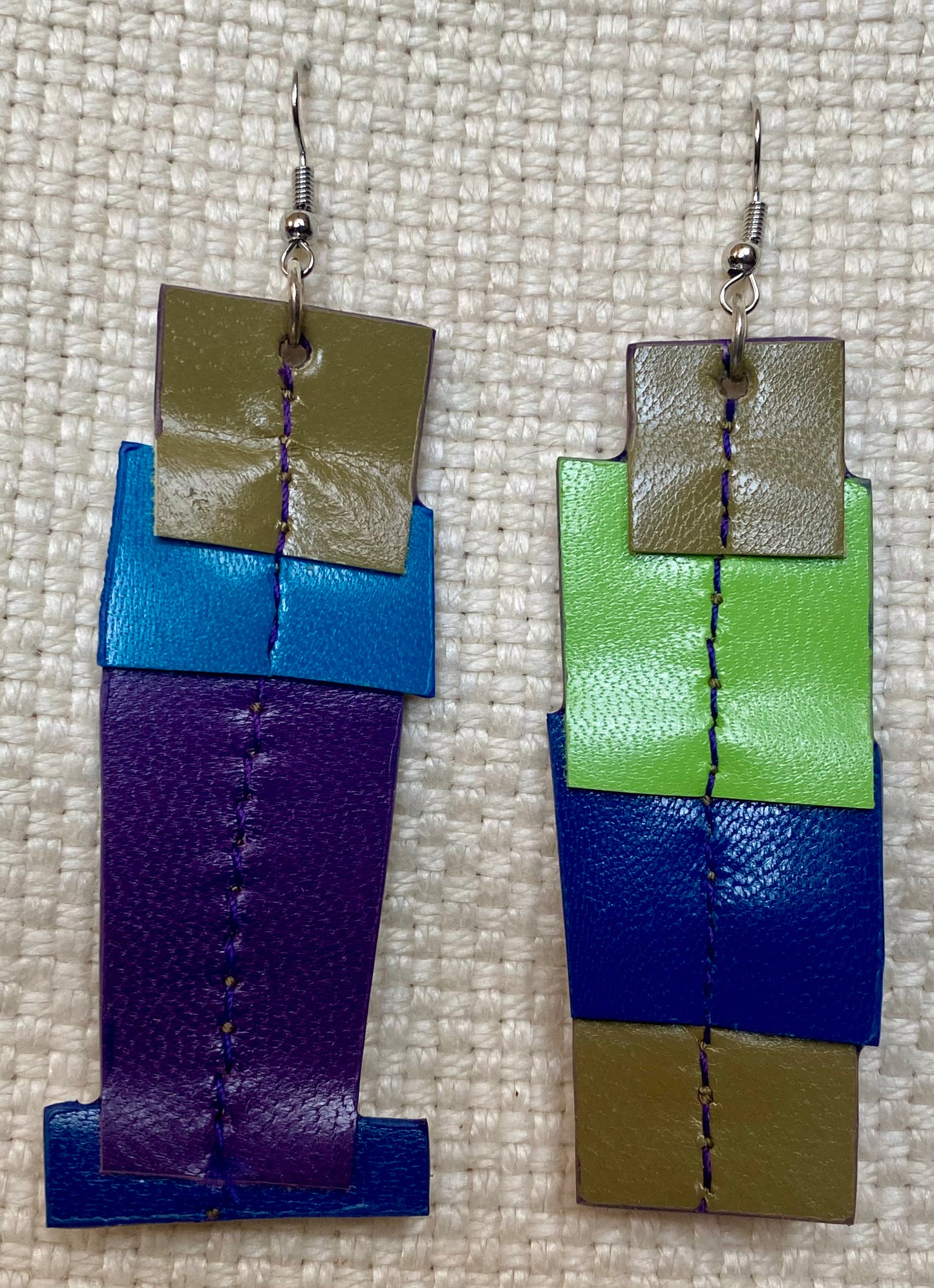 Leather Earrings - Length of longest side 3-1/2 inches