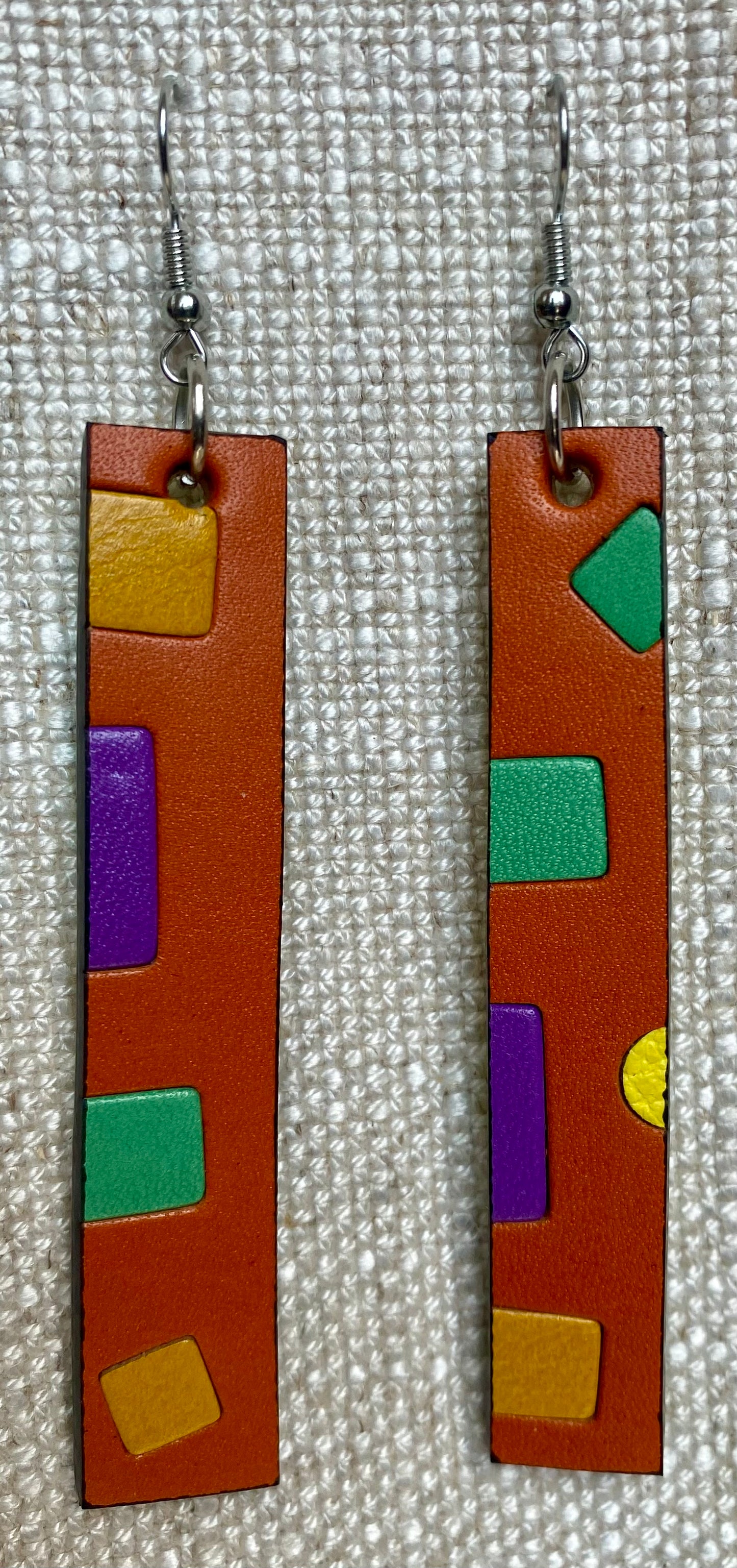 Leather Earrings - Length of longest side 3-1/2 inches
