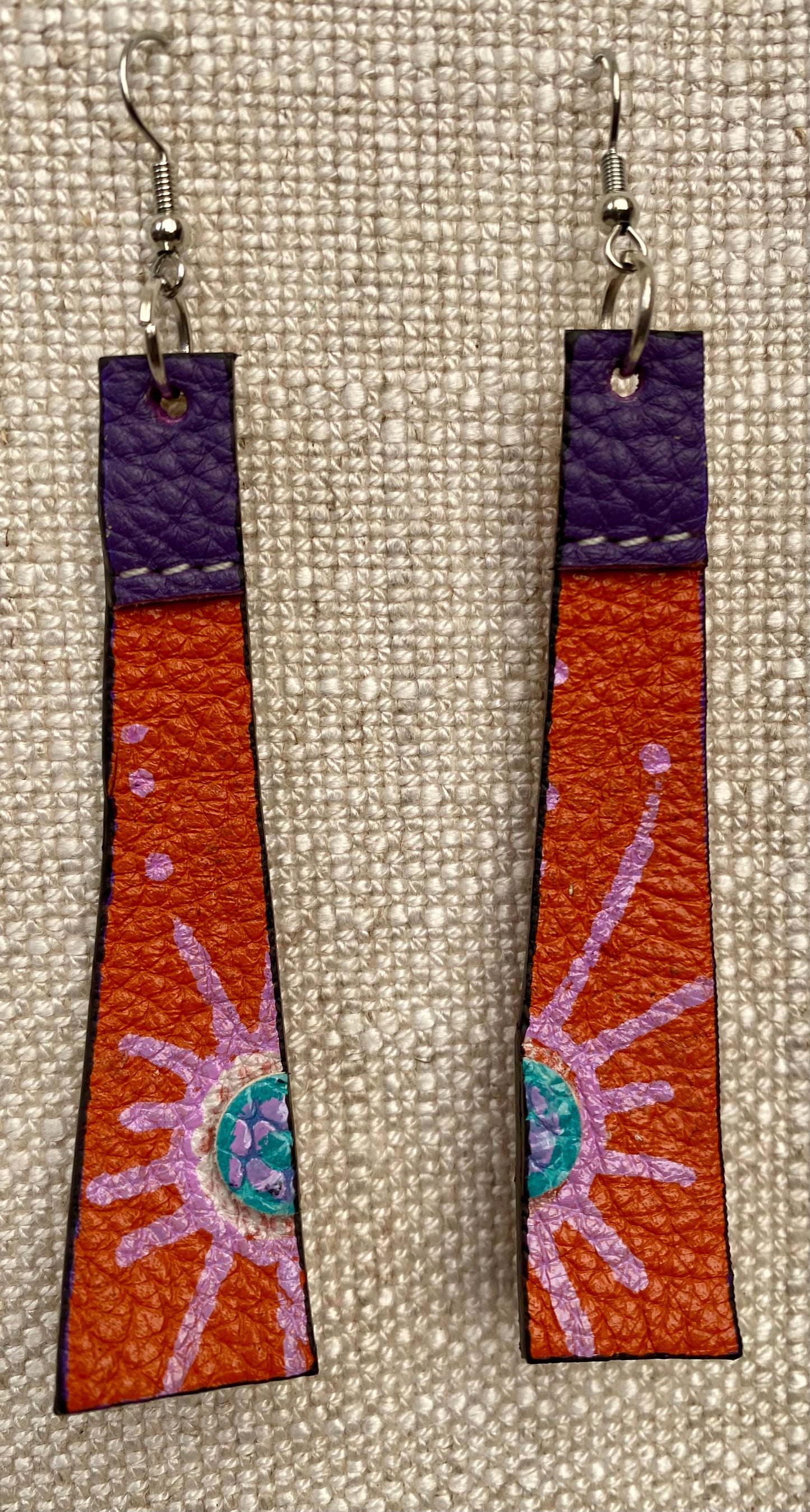 Leather Earrings - Length of longest side- 3-1/2 inches