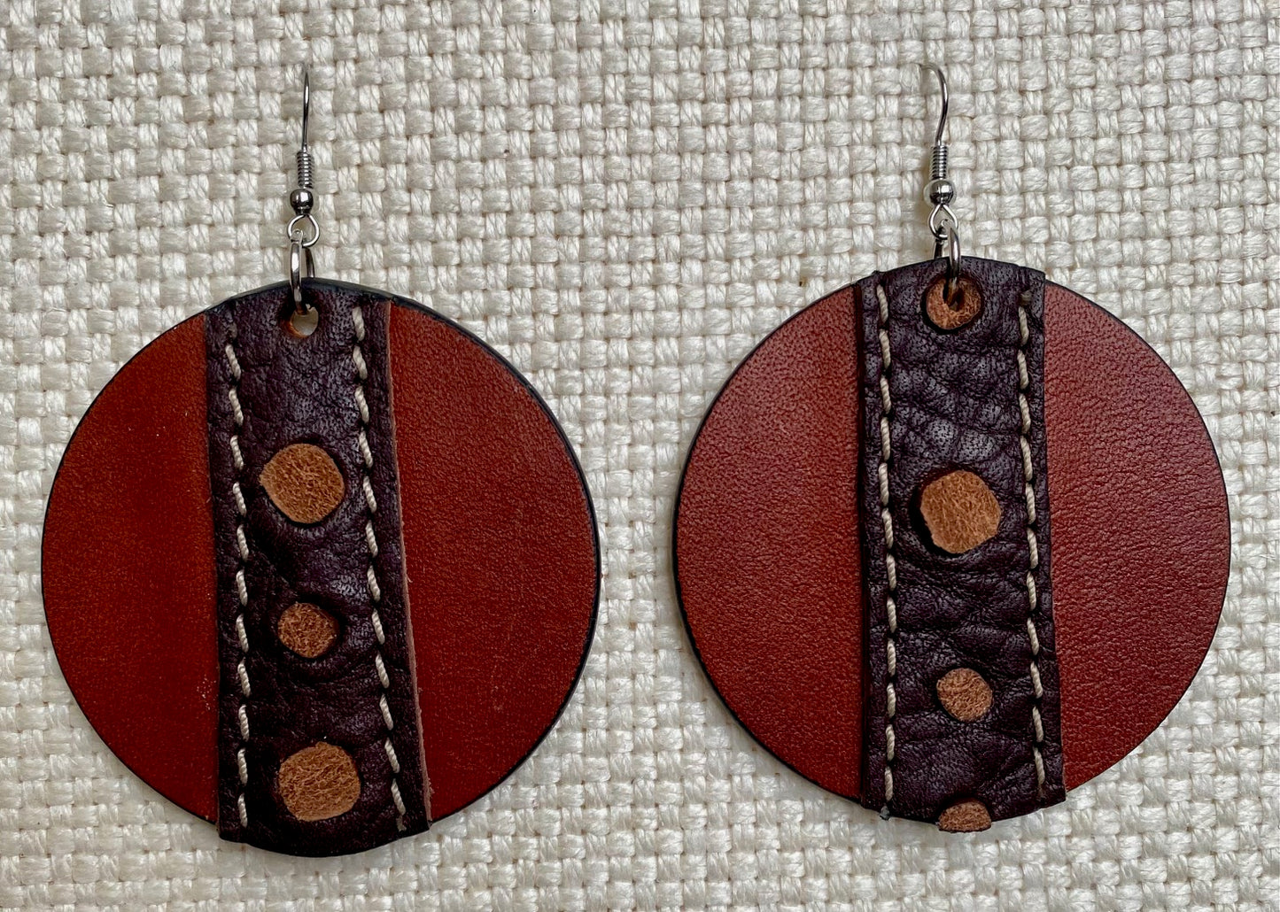 Leather Earrings 2" diameter