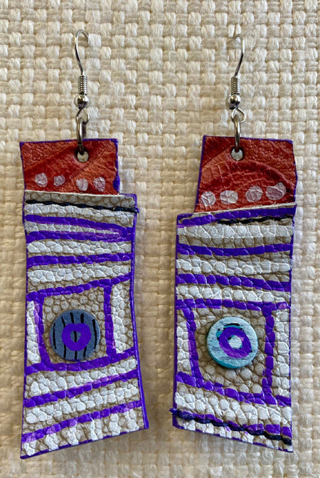 Leather Earrings - Length of the longest side 3 inches