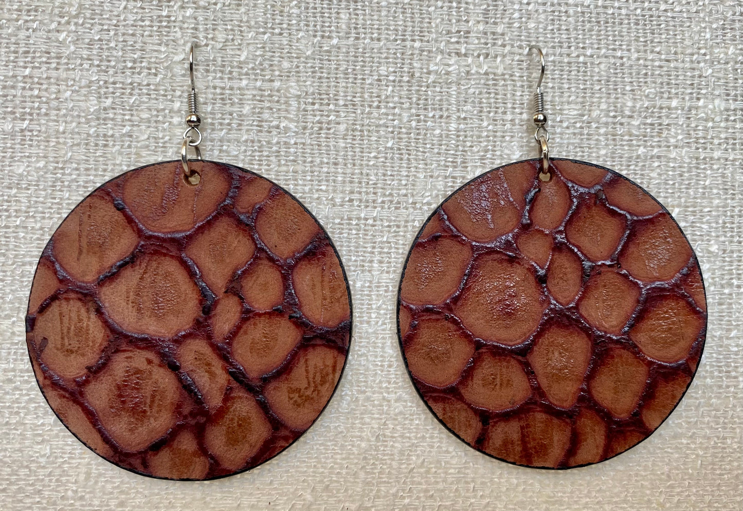 Leather Earrings-Circle 2-1/2 inches