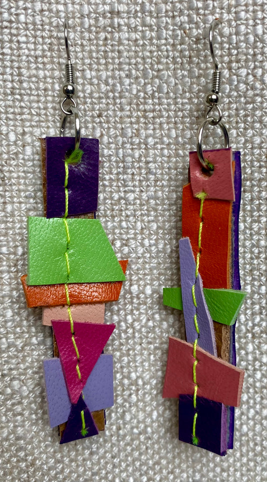Leather Earrings  -  Length of longest side- 3  inches