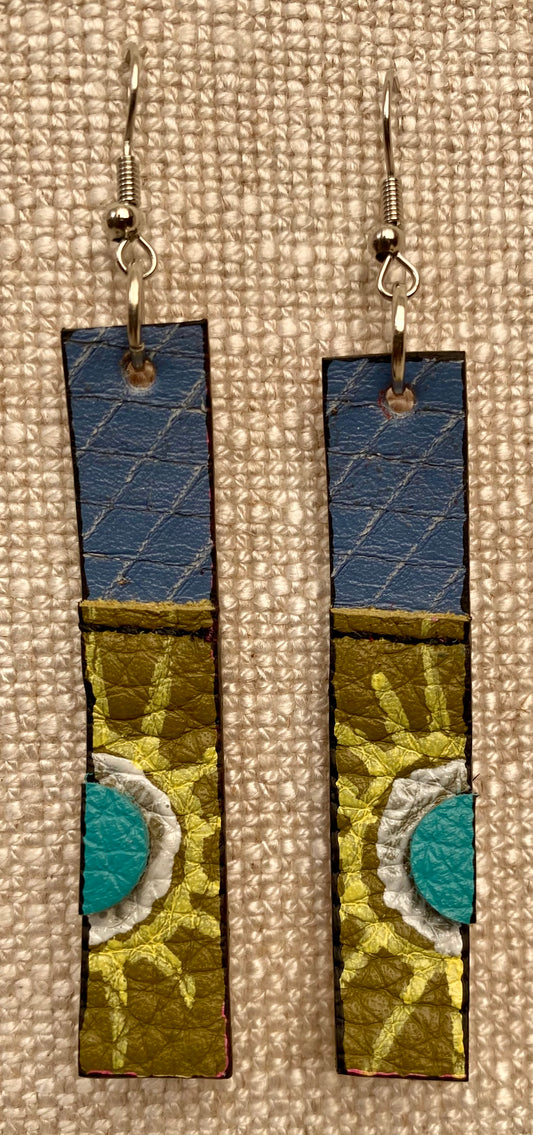 Leather Earrings  -  Length of longest side- 3 inches
