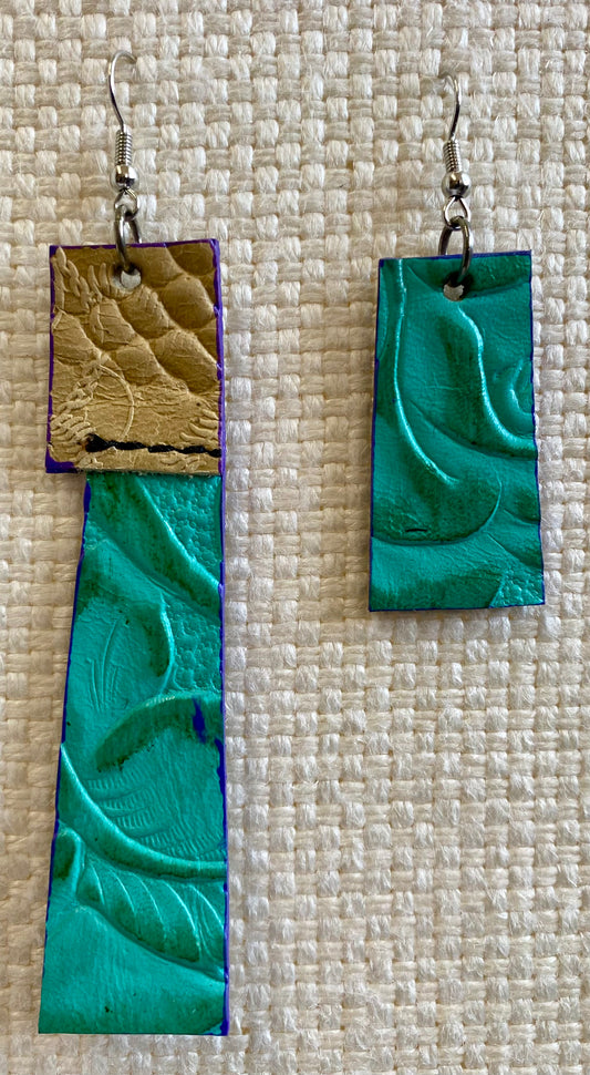 Leather Earrings-Length of the longest side is - 3-1/2  inches