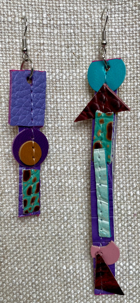 Leather Earrings-Length of the longest side is- 5 inches