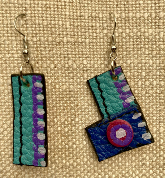 Leather Earrings  -  Length of longest side - 2 inches