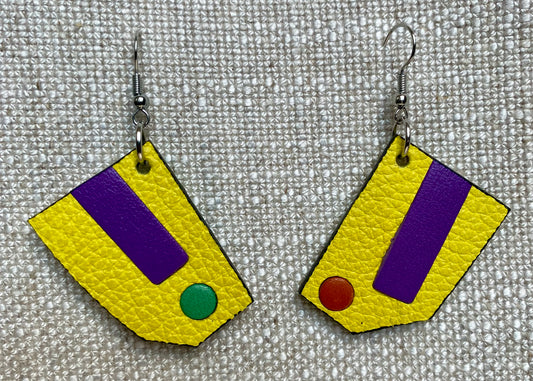Leather Earrings  -  Length of longest side  2-1/2 inches