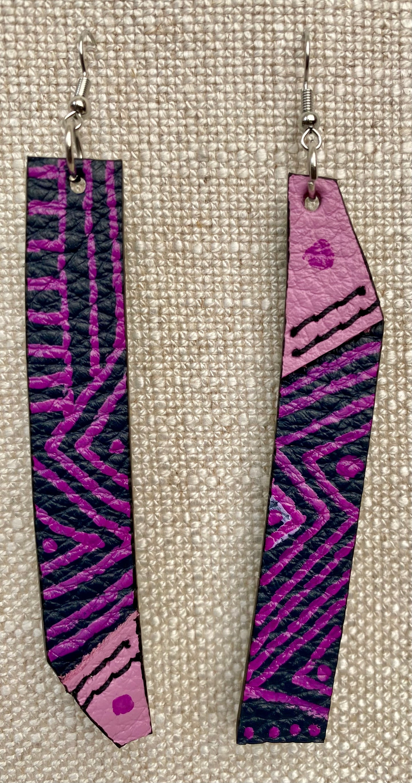 Leather Earrings  -  Length of longest side- 4 inches