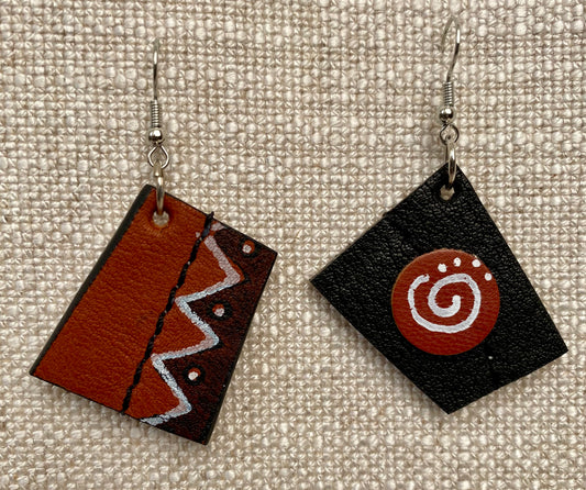 Leather Earrings  -  Length of longest side - 2 inches