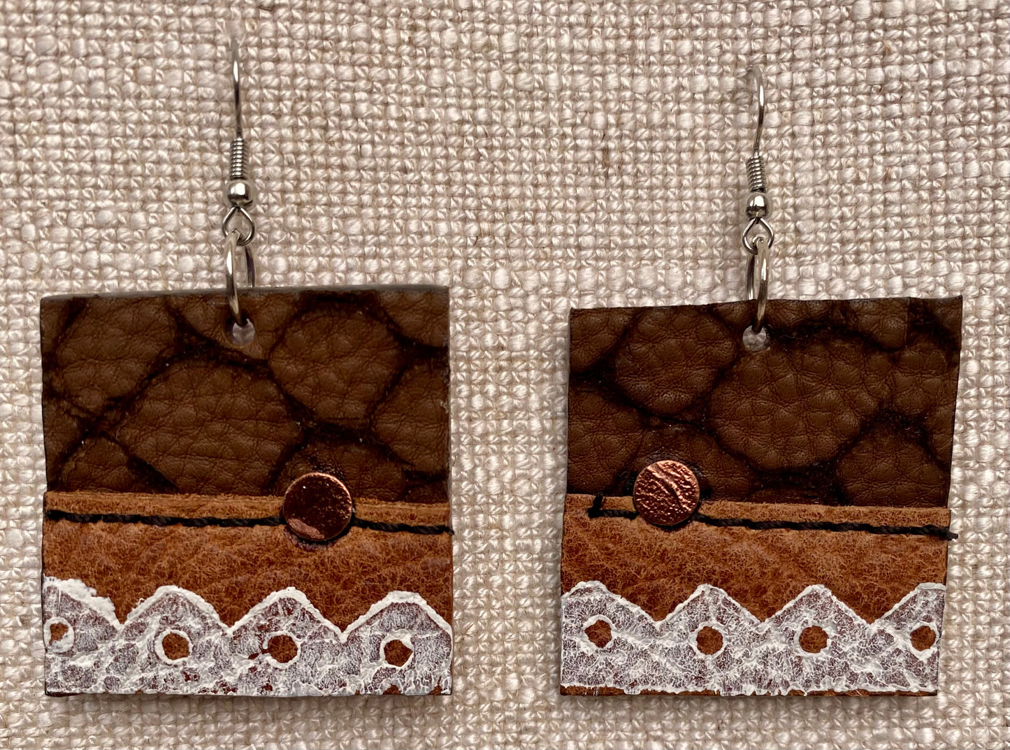 Leather Earrings  -  Length of longest side  2-1/2 inches