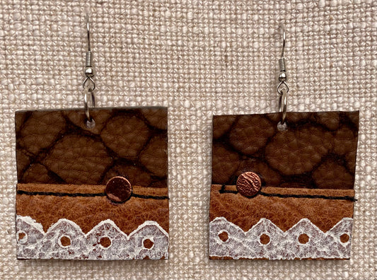 Leather Earrings  -  Length of longest side  2-1/2 inches