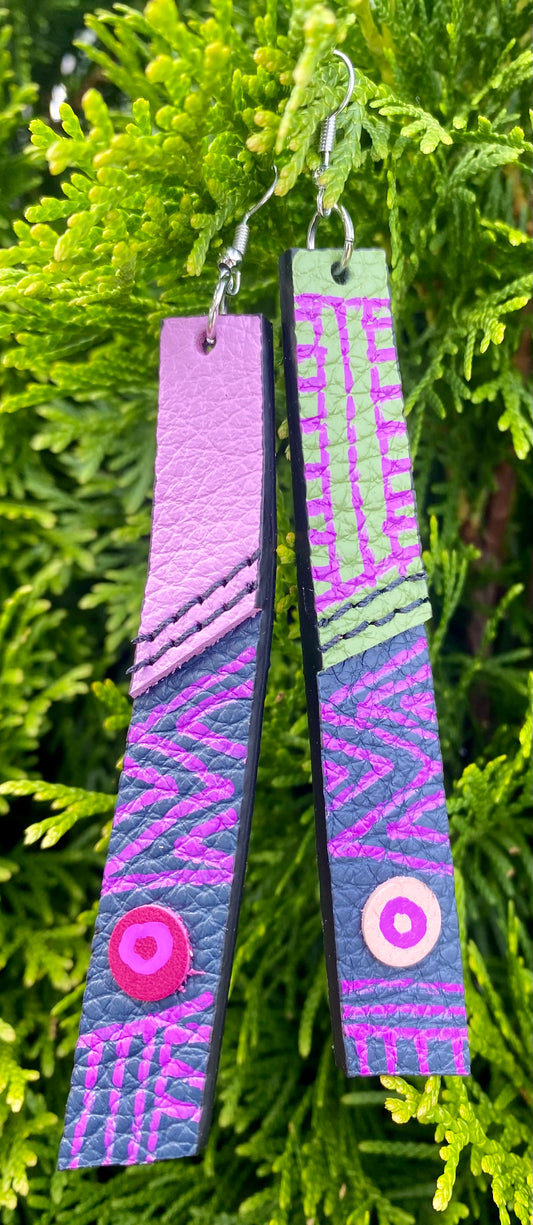 Leather Earrings-Length of the longest side is- 4-1/2 inches