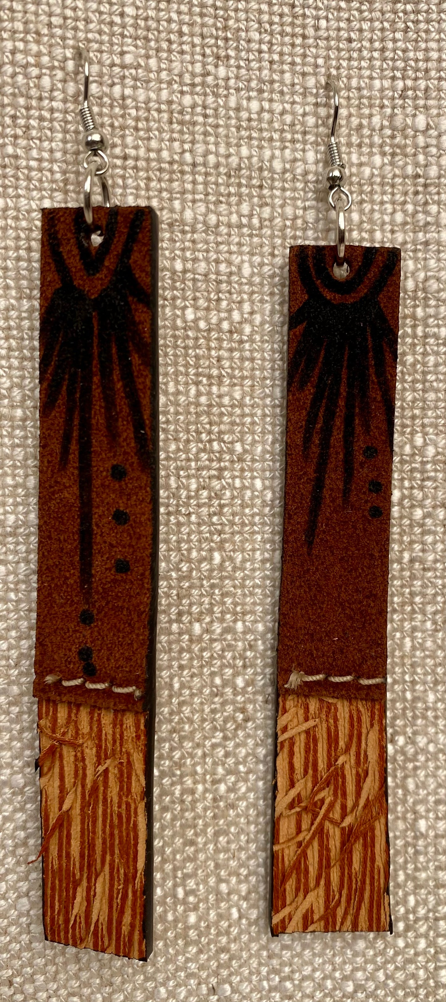 Leather Earrings - Length of the longest side - 4-1/2 inches