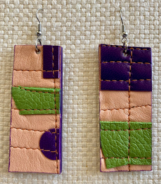Leather Earrings- Length of the longest side is 2-1/2  inches