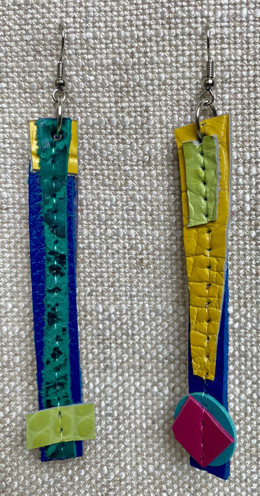 Leather Earrings  -  Length of longest side-  4 inches