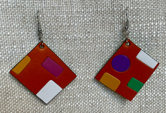 Leather Earrings  -  Length of longest side  2-1/2 inches