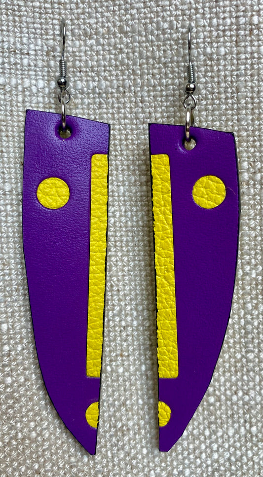 Leather Earrings  -  Length of longest side  3-1/2 inches