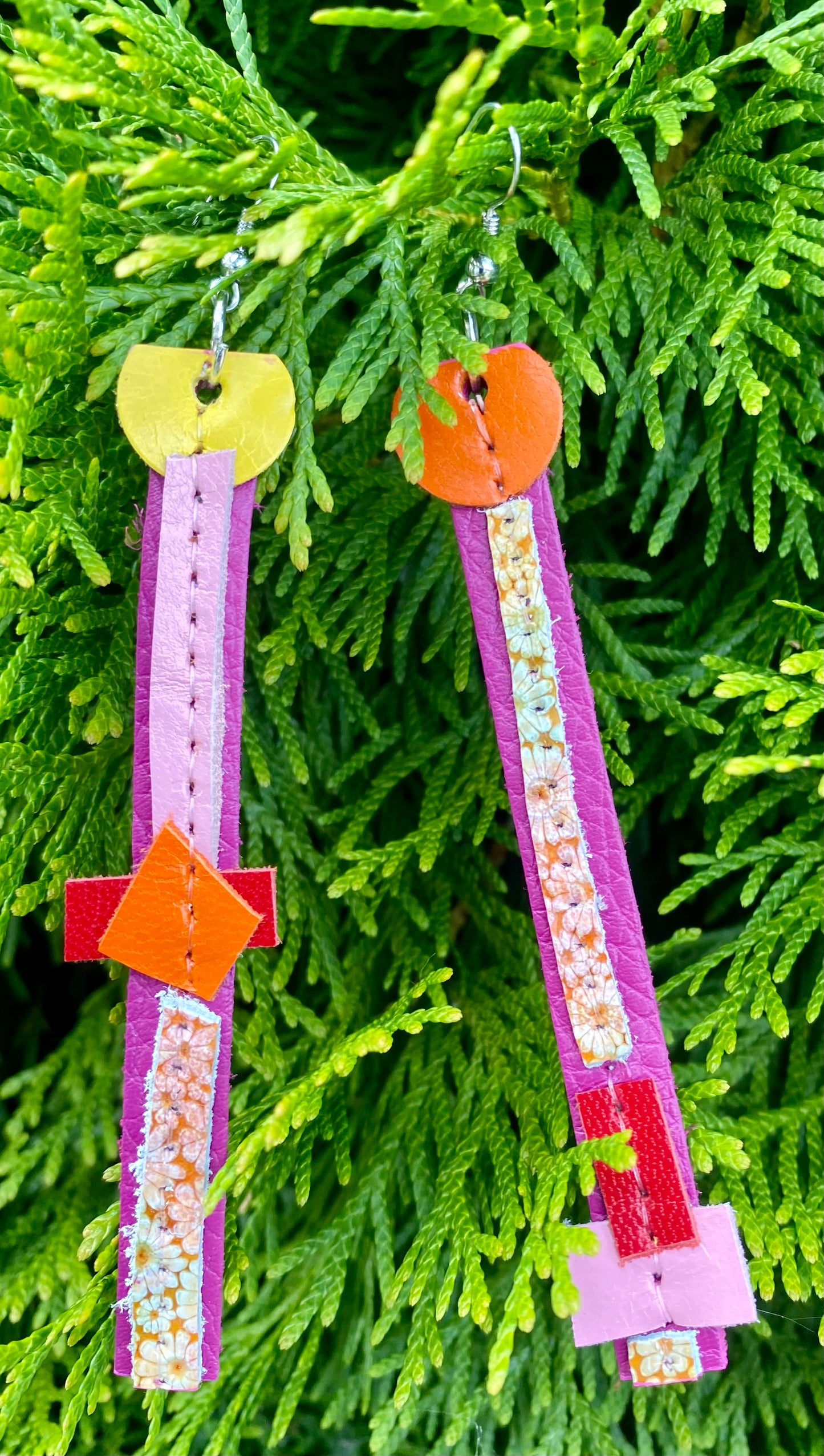 Leather Earrings - Length of the longest side  - 4 inches