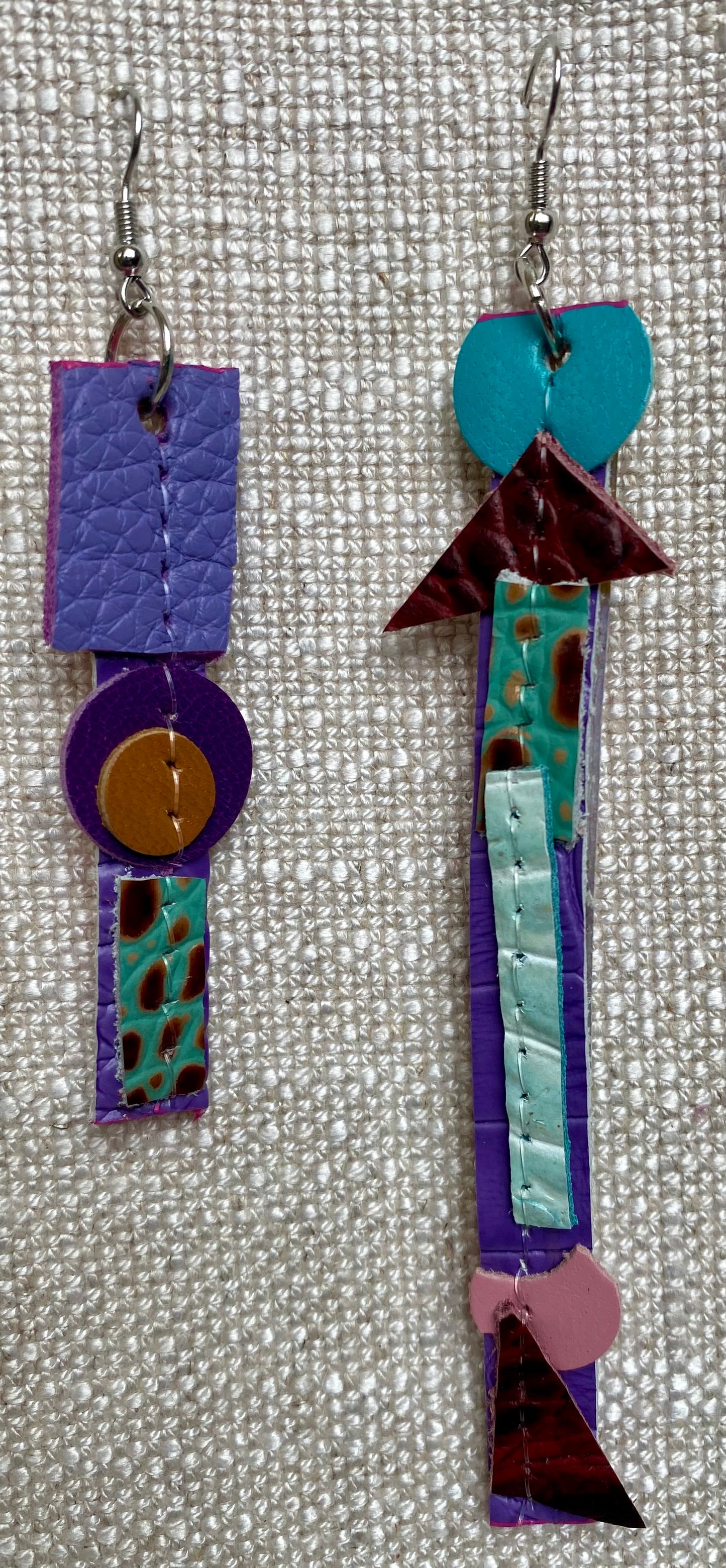 Leather Earrings  -  Length of longest side- 5 inches