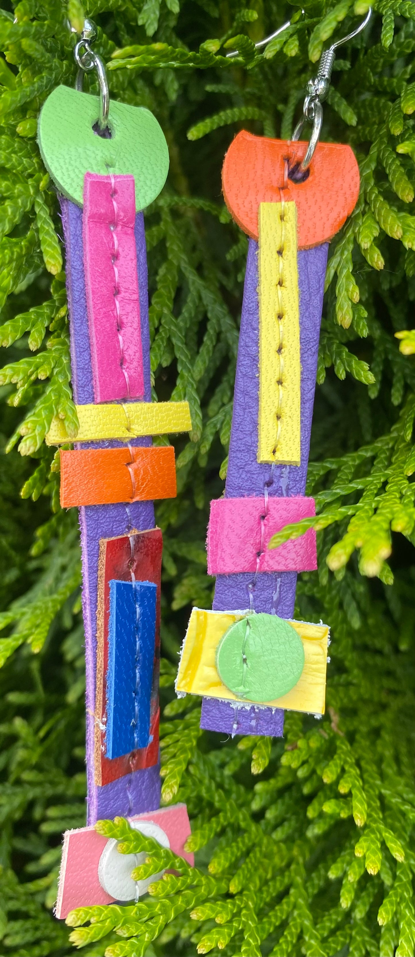 Leather Earrings-Length of the longest side is -4-1/2 inches