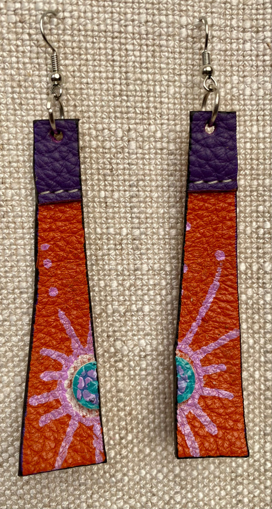Leather Earrings  -  Length of longest side- 3-1/2 inches