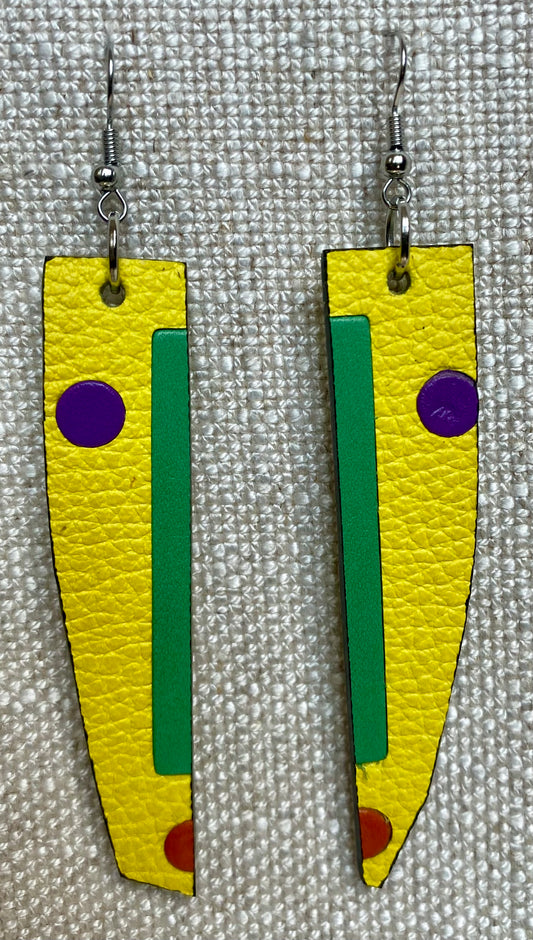 Leather Earrings - Length of the longest side  3-1/2  inches
