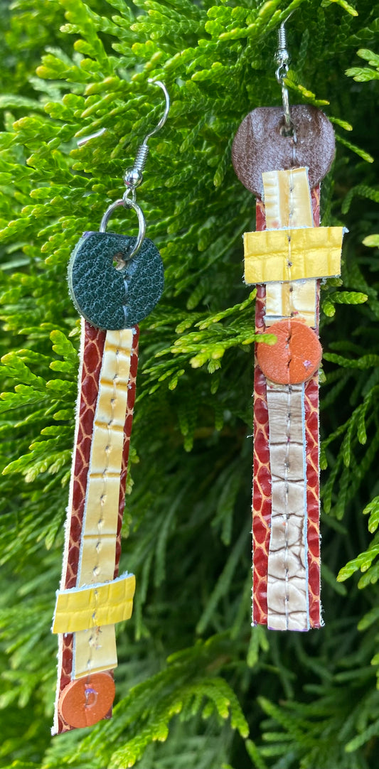 Leather Earrings - Length of the longest side - 4 inches
