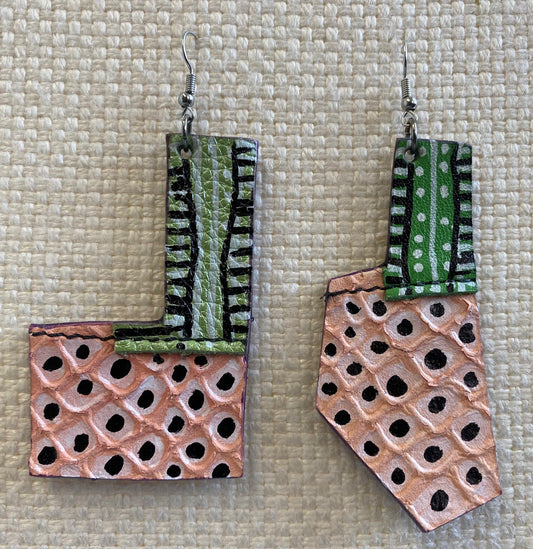 Leather Earrings - Length of the longest side  - 3 inches