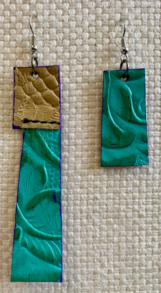 Leather Earrings - Length of the longest side - 3-1/2 inches