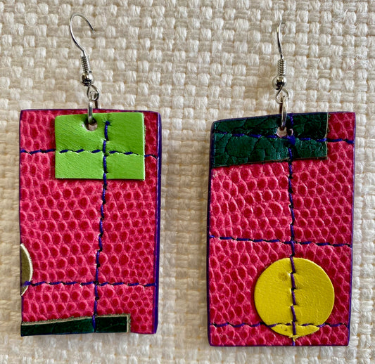 Leather Earrings - Length of the longest side - 2 inches