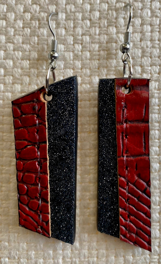Leather Earrings - Length of the longest side - 2 inches