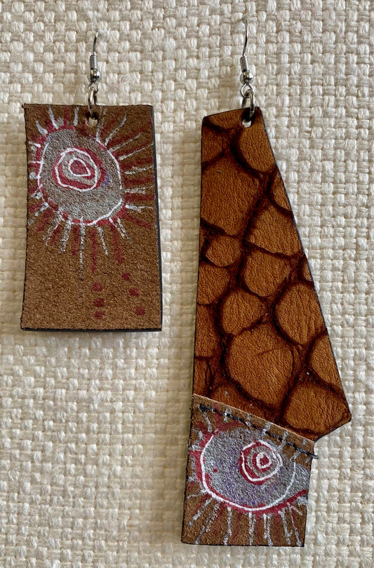Leather Earrings - Length of the longest side - 4 inches